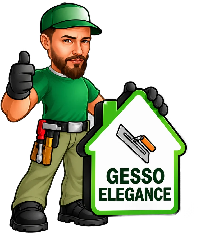 Mascote da Gesso Elegance com a casinha da marca