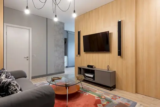 Parede da TV com painel de destaque (imagem ilustrativa)